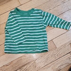 Primary Green and White Striped Long Sleeve Tee